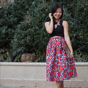 Chicwish Skirts - Red Rose Print Midi Skirt Chicwish Skirts - Red Rose Print Midi Skirt