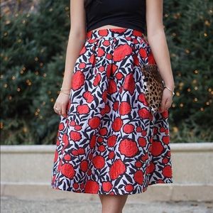 Chicwish Skirts - Red Rose Print Midi Skirt Chicwish Skirts - Red Rose Print Midi Skirt