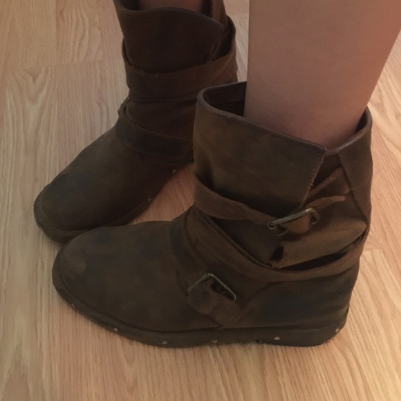 Jeffrey Campbell Brown Leather Moto Boots size 8