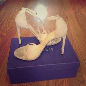 Stuart Weitzman Naked Shoes, nude snake print