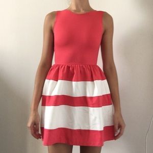LOVE...ady Coral white striped dress