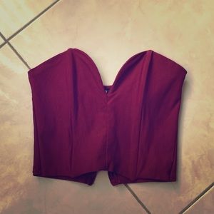 Windsor maroon deep v crop top