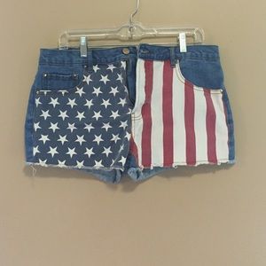 American flag jean shorts