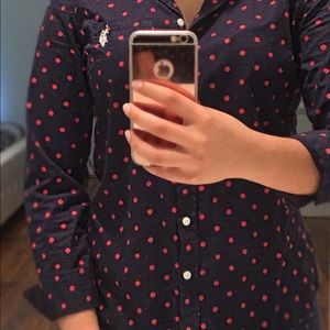 U.S. Polo Women's Blue and Red button down