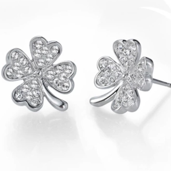 Silver plated clover stud earrings - unworn