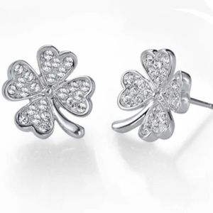 Silver plated clover stud earrings - unworn