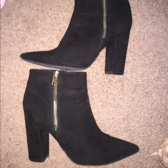 black pointed toe booties from f21