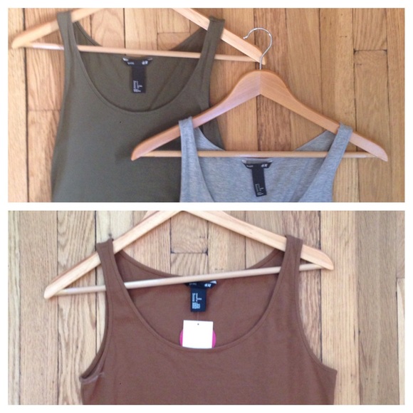 H&M Tops - Bundle of Three H&M Tanks Olive/Rust/Gray S/M