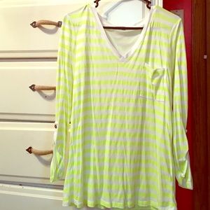 Gap, highlighter yellow/white striped half sleeve