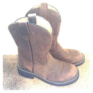Brown Suede/Leather Cowboy Boots