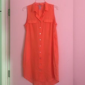 Orange button down dress