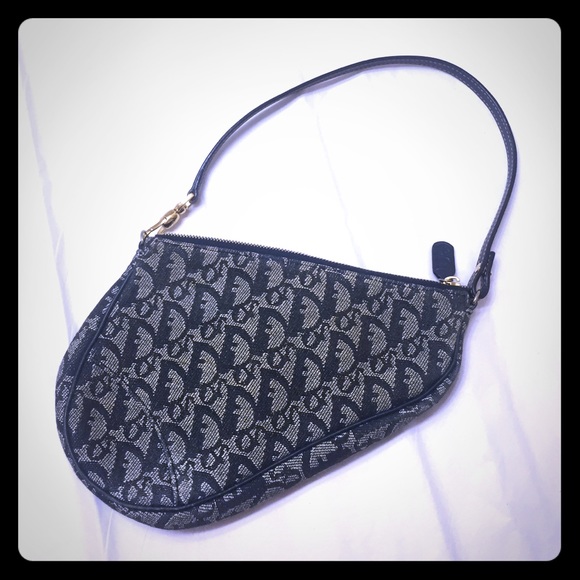 DIOR mini saddle bag-navy blue-white