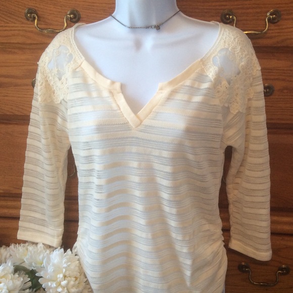 Self Esteem Tops - Self Esteem Ivory Lace Sheer Top