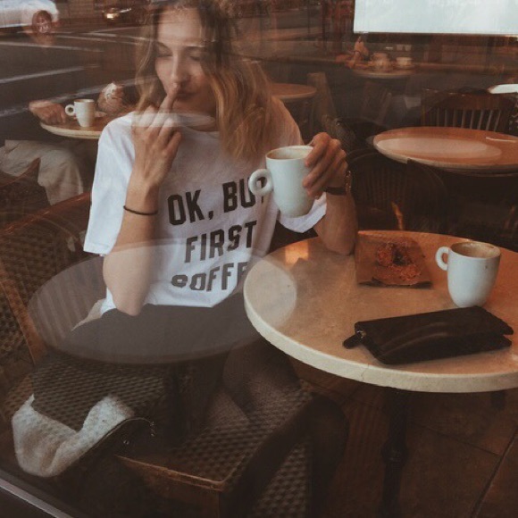 •"Ok, but coffee First" Tee• - Picture 2 of 4