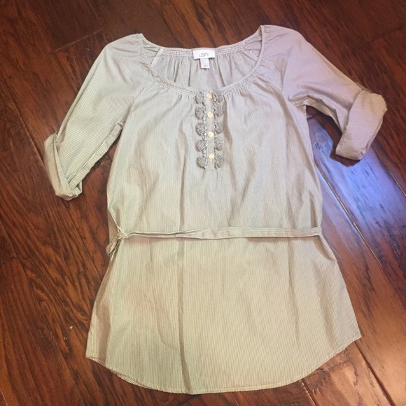 Ann Taylor Loft Blue/White Striped Tunic