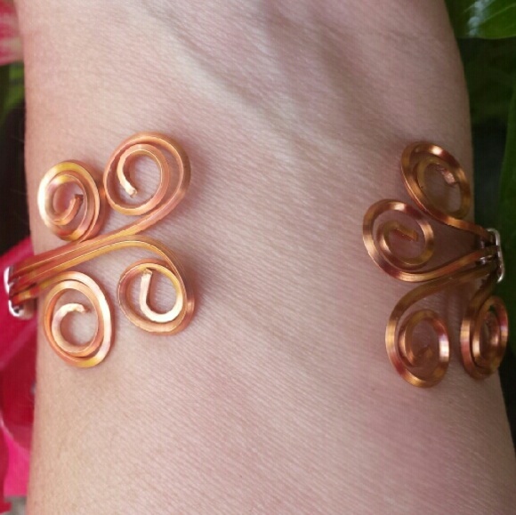 Copper Wire Wrap Petoskey Bracelet - Picture 2 of 2