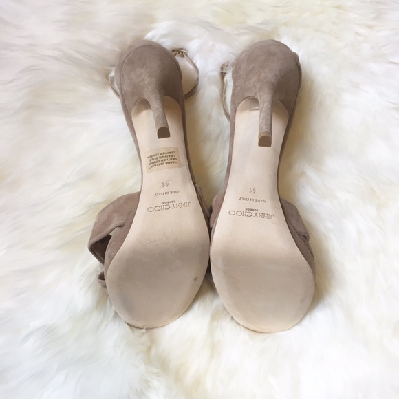 SOLD Jimmy Choo Tan Suede Marion Ankle Strap Heel - Picture 3 of 4
