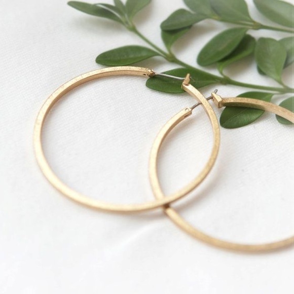 Jewelry - NWT || Matte Gold Finish Hoop Earrings