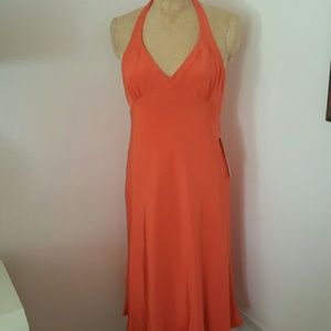 NWT J. Crew Orange Silk Halter Style dress