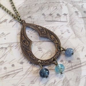 Teardrop Etched Natural Brass Necklace Teardrop Etched Natural Brass Necklace