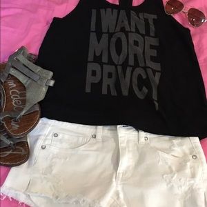 Black graphic print oversized tank