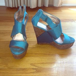Bcbg turquoise wedges! Size 6
