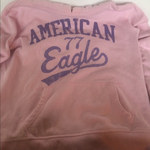 Light pink AE Hoodie, purple writing