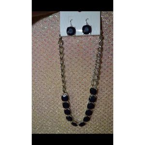 Navy blue silver necklace