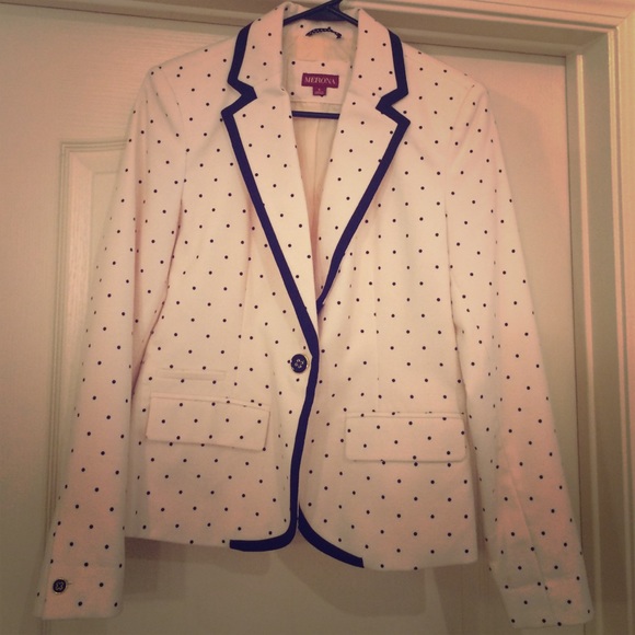 White polka dot blazer