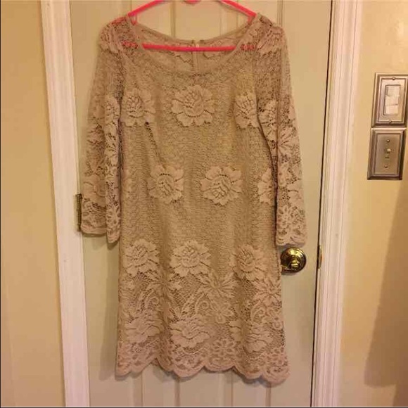 Cream colored lace overlay dress