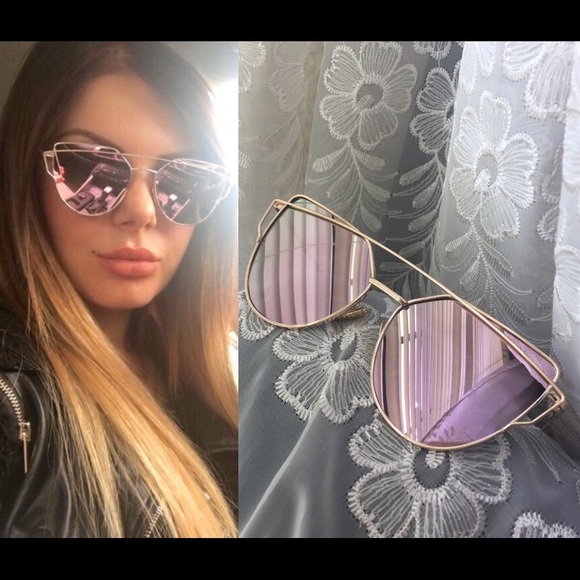 Rose-plum Mirror/Semi Translucent Lens Cross Wire - Picture 3 of 4