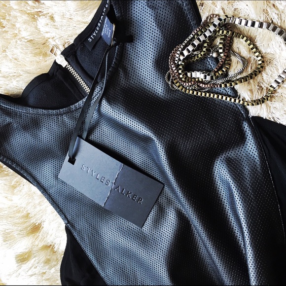 ❌SOLD❌STYLESTALKER Perforated Leather Black Romper - Picture 2 of 3