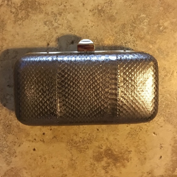 Gold/ pewter snakeskin clutch