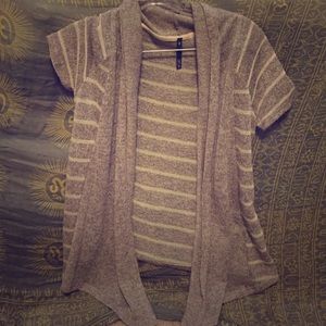 Brown & cream colored striped Cardigan