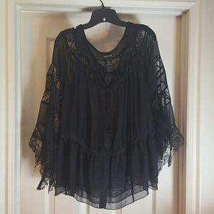 Gorgeous black, sheer lace blouse