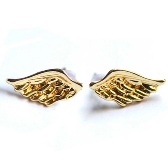 Gold angel wing studs
