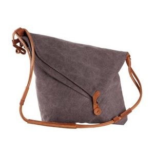 Grey canvas crossbody messenger bag