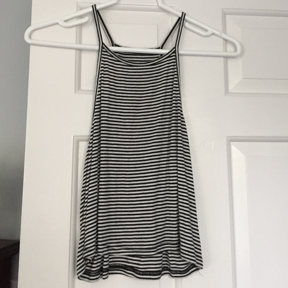 Brandy Melville black and white striped crop top