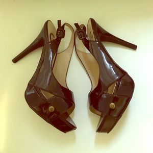 G by GUESS Patent Leather Black Strappy Heels