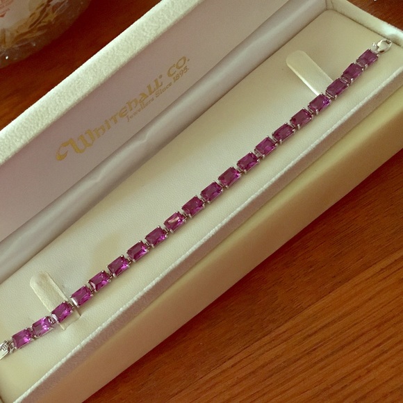 Purple sapphire bracelet in white gold setting!
