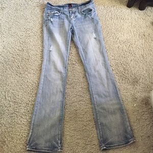 Super cute light wash denim flare jeans