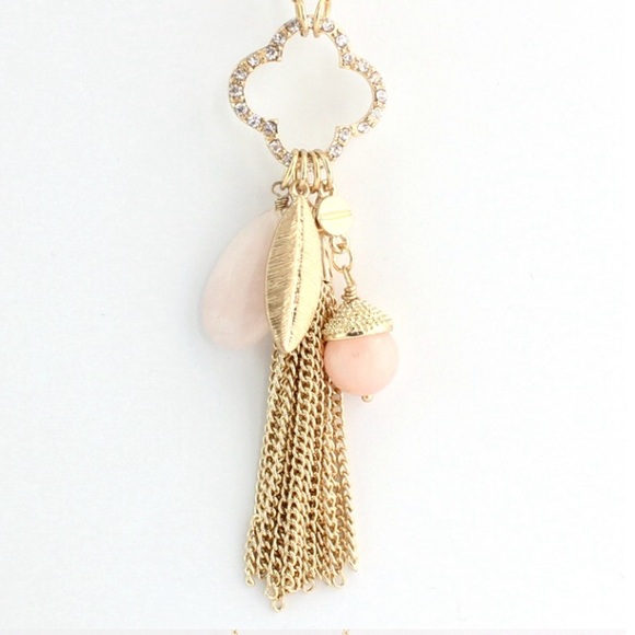 Multi Charm stone tassel necklace - Picture 3 of 5