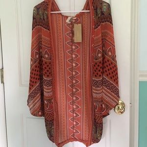 Orange multicolored kimono