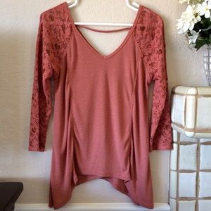 Dark Coral Lace Swing Top