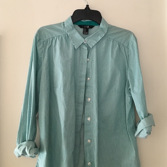 Green Striped Button Down