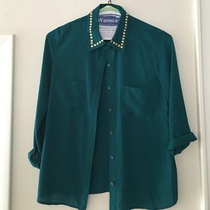 Green Studded Button Down