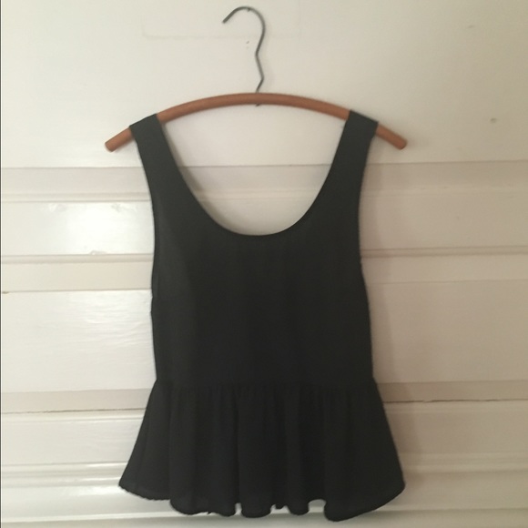 Black tank top with drop back and bow tie