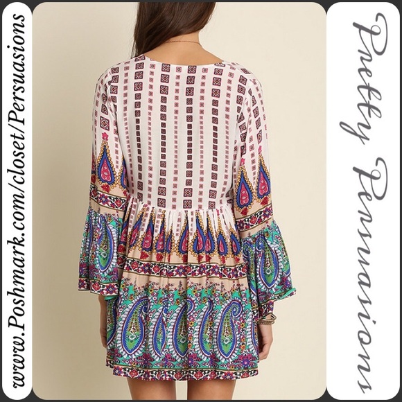 LAST ONE 🌻 Bell Sleeve Boho Peasant Dress Tunic - Picture 3 of 3