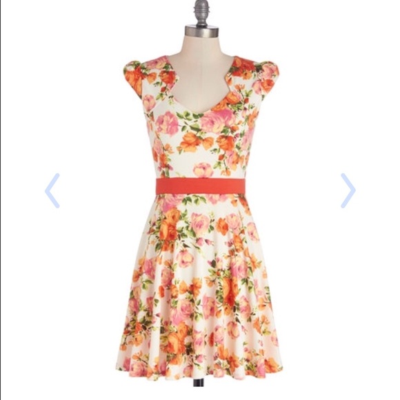 Modcloth orange floral dress 1x