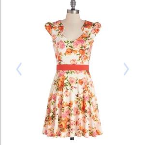 Modcloth orange floral dress 1x